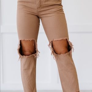 Destroyed wide leg jeans
